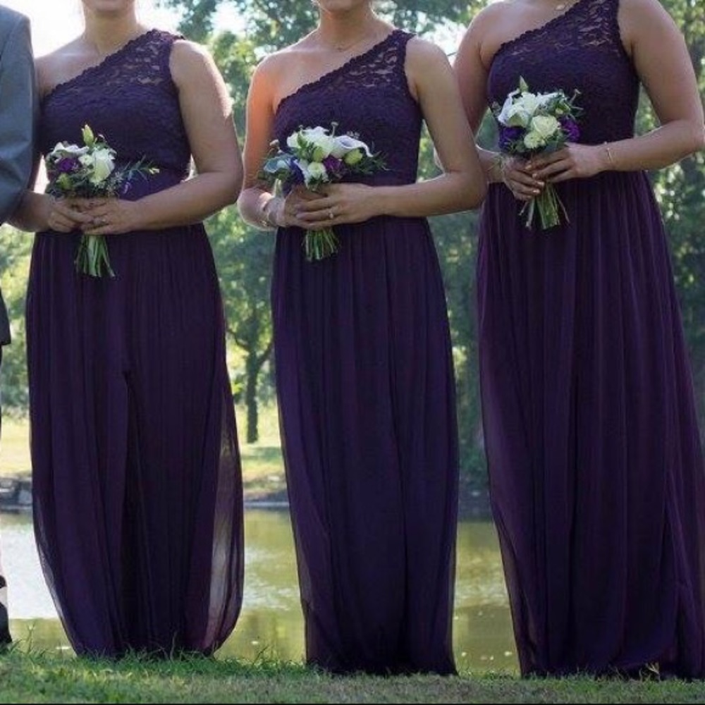 David’s Bridal One Shoulder Plum Bridesmaid Dress